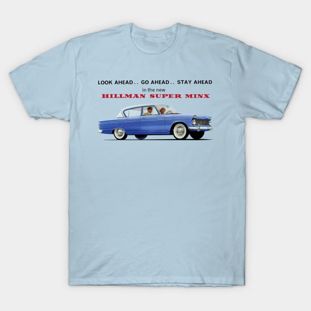 HILLMAN MINX - advert T-Shirt by Throwback Motors